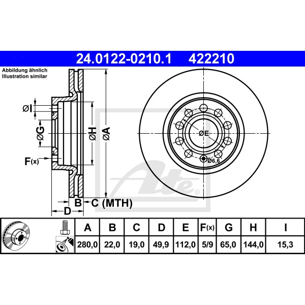 ATE Bremsenset vorne + hinten Bremsscheiben + Bremsbeläge für VW Golf V 