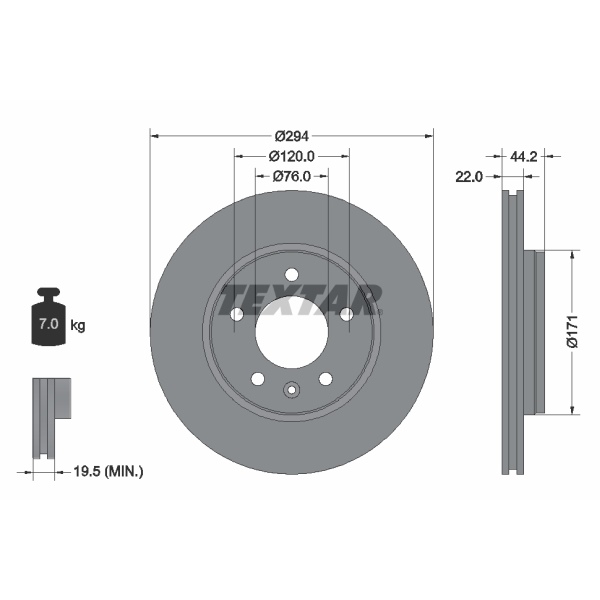 Textar Bremsscheiben + Beläge hinten für VW T5 + T6 Multivan Transporter Bus