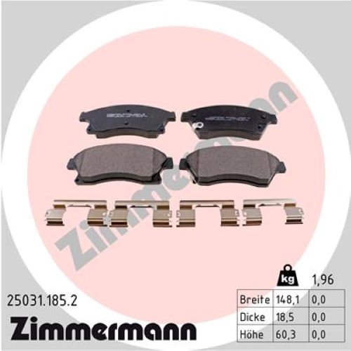 ORIGINAL ZIMMERMANN BREMSEN SET 2 BREMSSCHEIBEN + 4 BREMSBELÄGE VORNE
