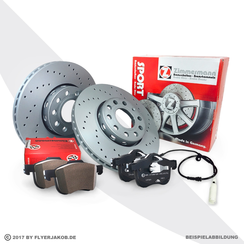 Zimmermann Sport Bremsscheiben Beläge für AUDI A3 S3 3.2 V6 VW Golf V R32 vorne
