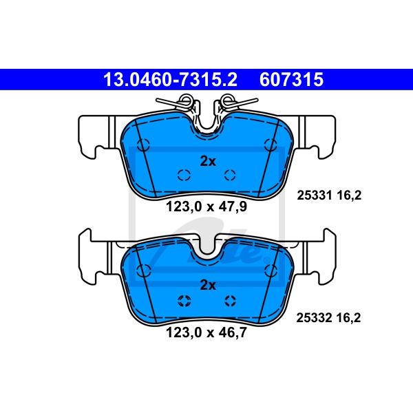 ATE Bremsscheiben + Beläge hinten für BMW 2Er Gran Tourer F46 220I