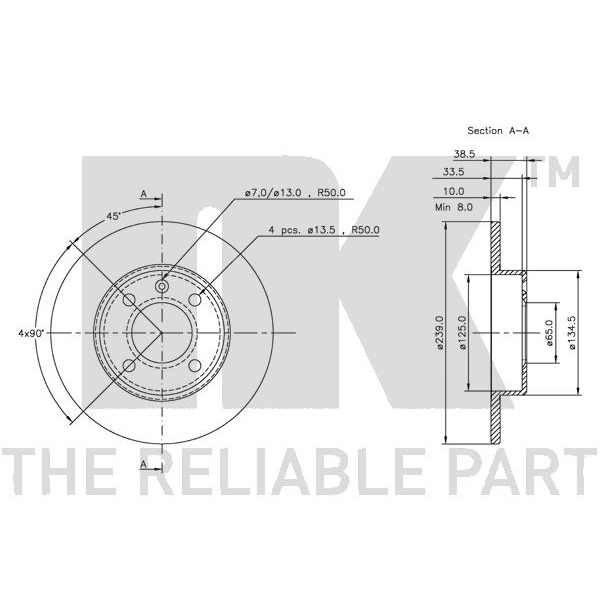 NK Bremsscheiben 239mm + Beläge vorne für VW Polo 86C 08.1992 - 09.1994