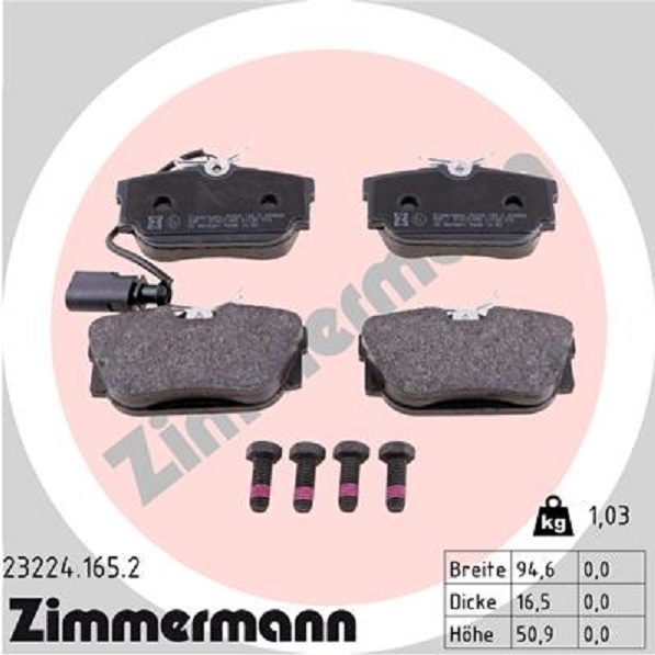 ZIMMERMANN BREMSE BREMSEN BREMSSCHEIBEN KIT HINTEN VW TRANSPORTER T4 BUS 2.5 TDI