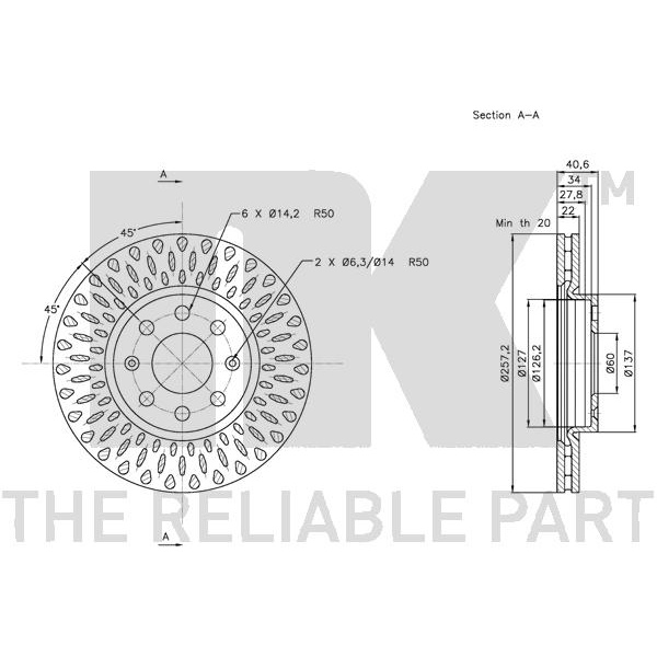 NK Bremsscheiben 257mm Beläge vorne für FIAT Punto Grande Punto Punto Evo [199]