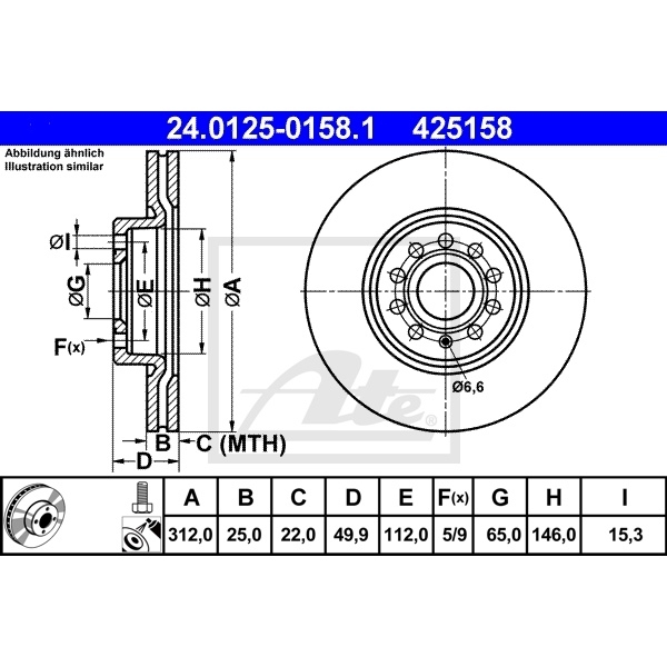 ATE Bremsscheiben + Beläge vorne für VW Golf 5 6 Passat 3C Touran für AUDI A1 A3