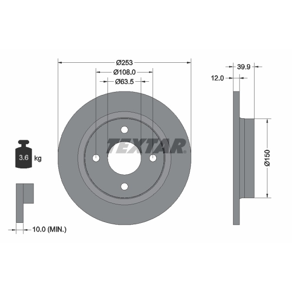 Textar Bremsscheiben Beläge Für Ford Fiesta 7 Mk7 1.0 1.1 1.5 hinten
