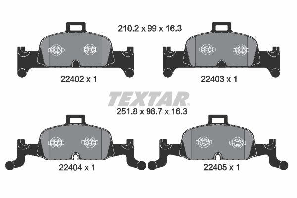 TEXTAR 2240201 Bremsbeläge für Audi VW Skoda Seat 8W0698151AC ATE 252x99x16mm