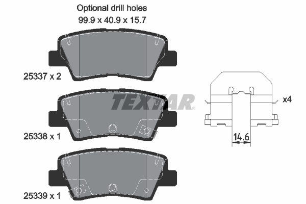 TEXTAR BREMSSCHEIBEN BELÄGE HINTEN passend für HYUNDAI TUCSON 2WD