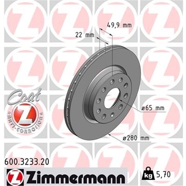 Zimmermann Bremsscheiben + Beläge vorne + hinten für AUDI A3 für VW Golf 5 6 7