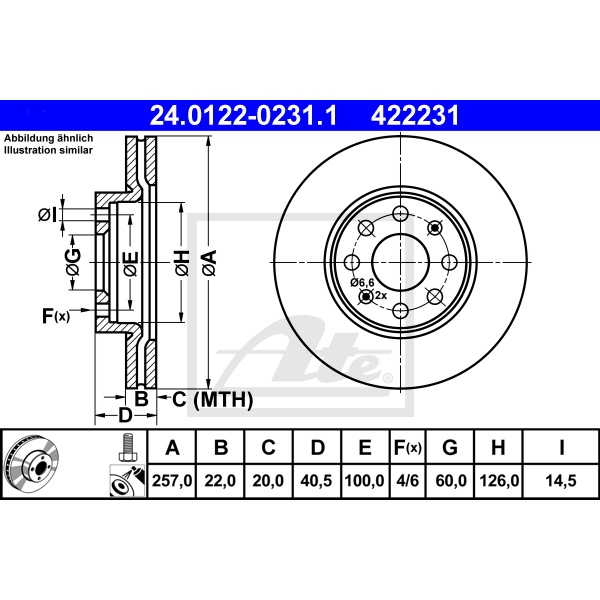 ATE Bremsscheiben Ø 257Mm Beläge Für Opel Corsa D 1.0 1.2 1.4 1.3 Cdti vorne