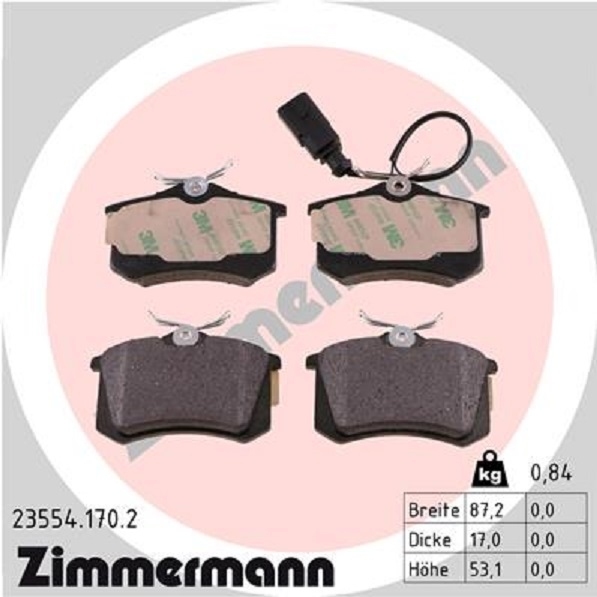 ZIMMERMANN BREMSE BREMSEN BREMSSCHEIBEN BELÄGE HINTEN VW SHARAN 1.9 TDI