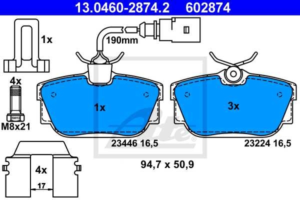 ATE Bremsscheiben Bremsen Bremse 280mm Massiv + Bremsbeläge Hinten für Vw T4