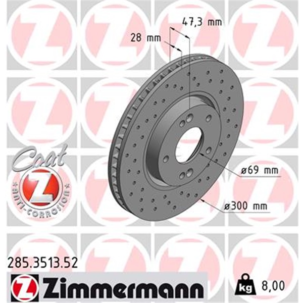 Zimmermann Sport Bremsscheiben + Beläge vorne Für Hyundai I30 Fd Auch Cw/Kombi
