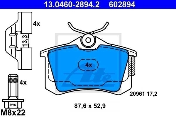 ATE BREMSSCHEIBEN + BELÄGE VORNE + HINTEN VW GOLF 4 1.4 1.6 + POLO 9N + AUDI A3