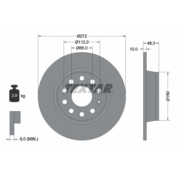 TEXTAR BREMSSCHEIBEN BELÄGE HINTEN FÜR AUDI A3 VW GOLF 7 LEON