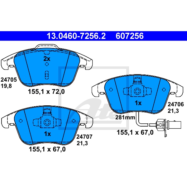 ATE Bremsenset vorne Bremsscheiben + Bremsbeläge für AUDI A4