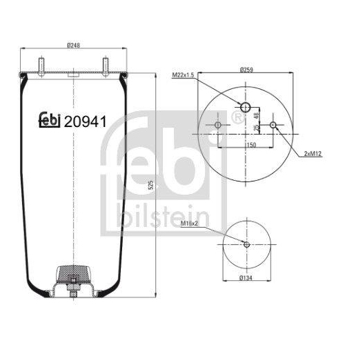 Febi Bilstein 20941 Federbalg Luftfederung für Bpw Meritor Schmitz Cargobull