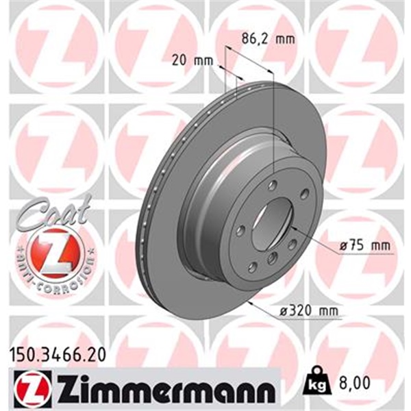 Zimmermann Bremsen Kit Bremsscheiben  Bremsbeläge Set für BMW 5Er E60 E61 hinten