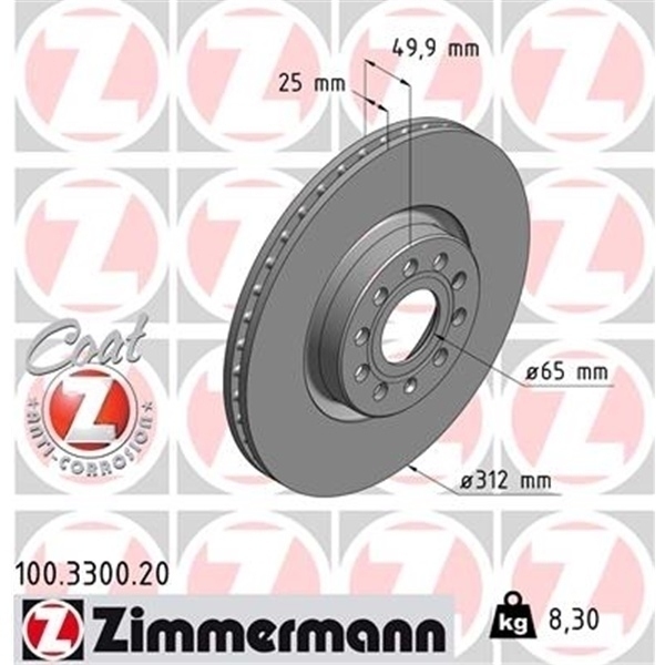 ZIMMERMANN BREMSE BREMSEN BREMSSCHEIBEN BELÄGE KIT SATZ VW PASSAT 3C2 2.0 TDI 