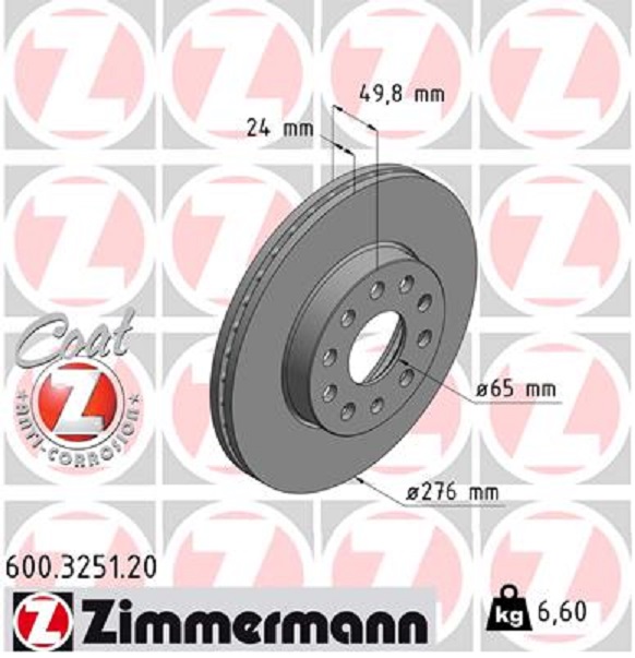 Zimmermann Bremsscheiben Ø 276Mm + Bremsbeläge Für Seat Leon (5F) (Kl) 1Zh vorne