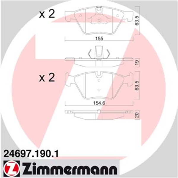 Original Zimmermann Bremsen Set 2 Bremsscheiben + 4 Bremsbeläge vorne