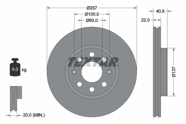 TEXTAR Bremsscheibe 92145703