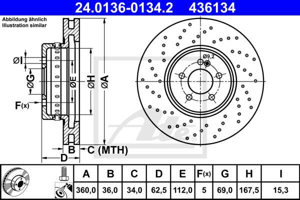 ATE Bremsen Bremsscheiben Beläge vorne 360 mm Gelocht für MERCEDES C213 E 350 D