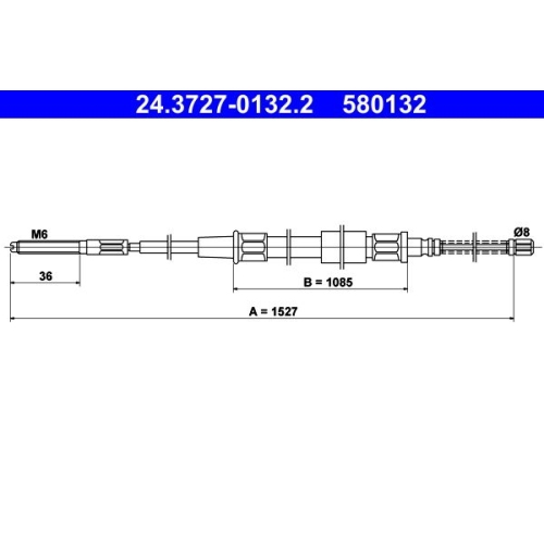 Ate 24.3727-0132.2 Seilzug Feststellbremse Hinten für Seat Vag