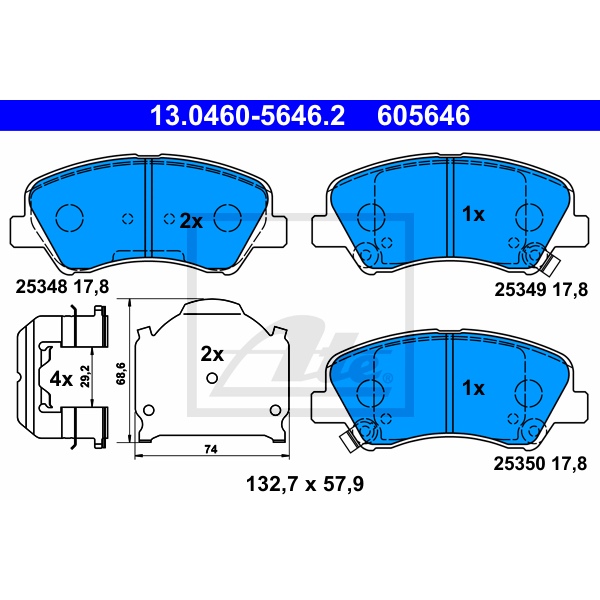 ATE Bremsscheiben Beläge für HYUNDAI i20 (GB) 15" KIA RIO 3 (UB) Vorne