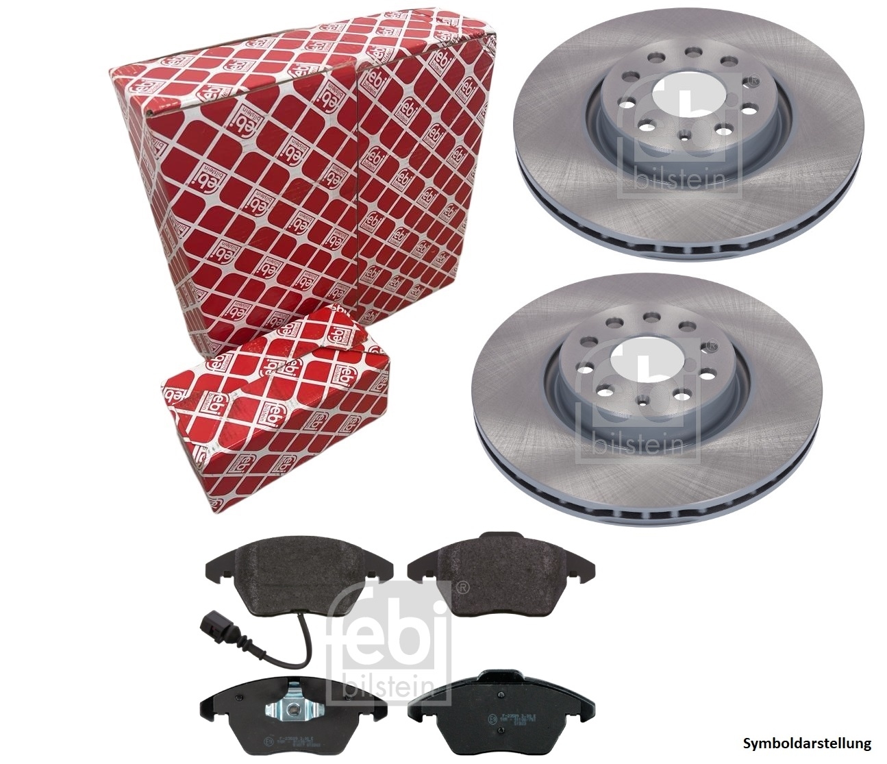 FEBI BREMSSCHEIBEN + BELÄGE VORNE für VW GOLF 5 6 AUDI A3 8P OCTAVIA LEON