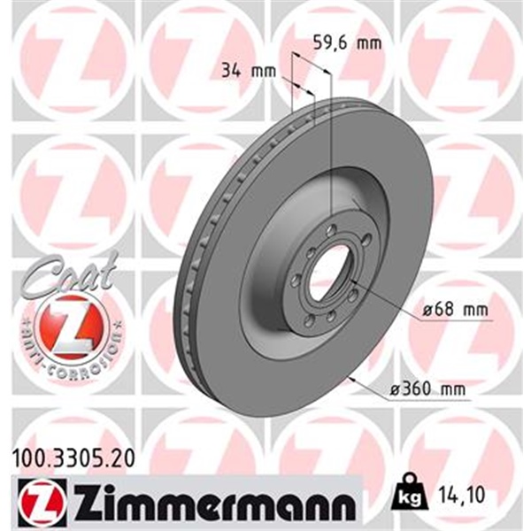 Zimmermann Bremsen Kit Bremsscheiben + Beläge Audi A8 2.5/3.3Tdiquattro vorne