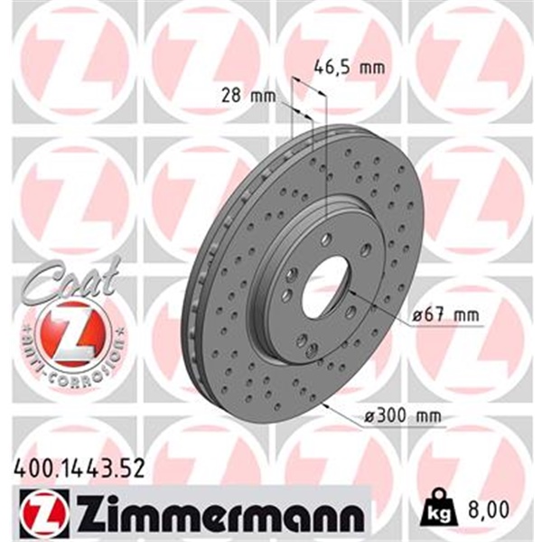Zimmermann Sport Bremsscheiben für MERCEDES W210 270Cdi R170 vorne + hinten