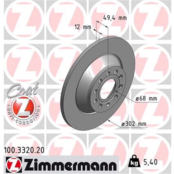 Zimmermann Bremsenset Va + Ha Scheiben + Beläge für AUDI A6 C6 4F Bj.2004-2011