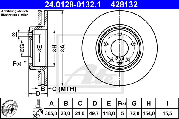 ATE Bremsscheibe 24.0128-0132.1