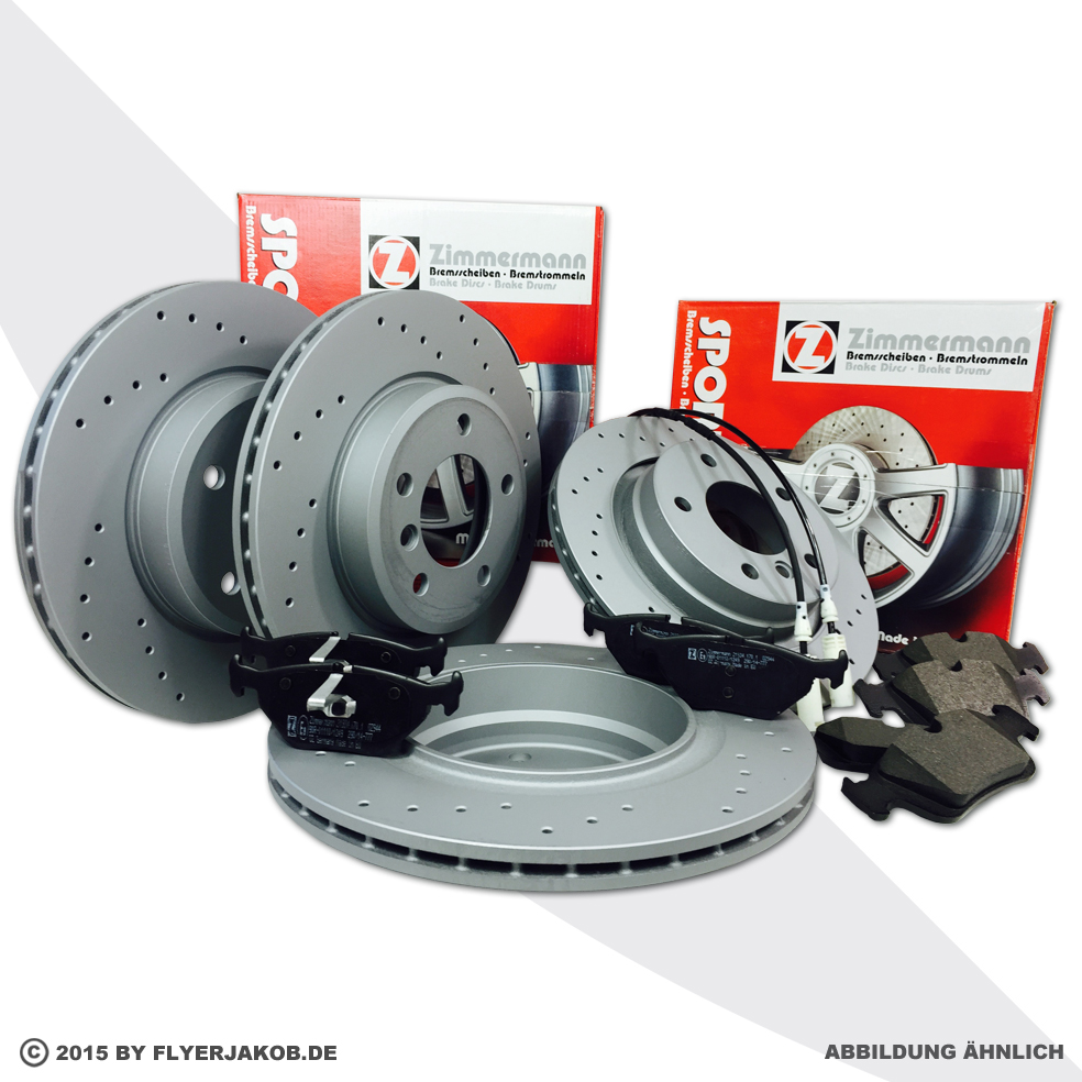 Zimmermann Sport Bremsscheiben + Beläge V+H für BMW 3Er F30 F31 4Er F32 F33 F36
