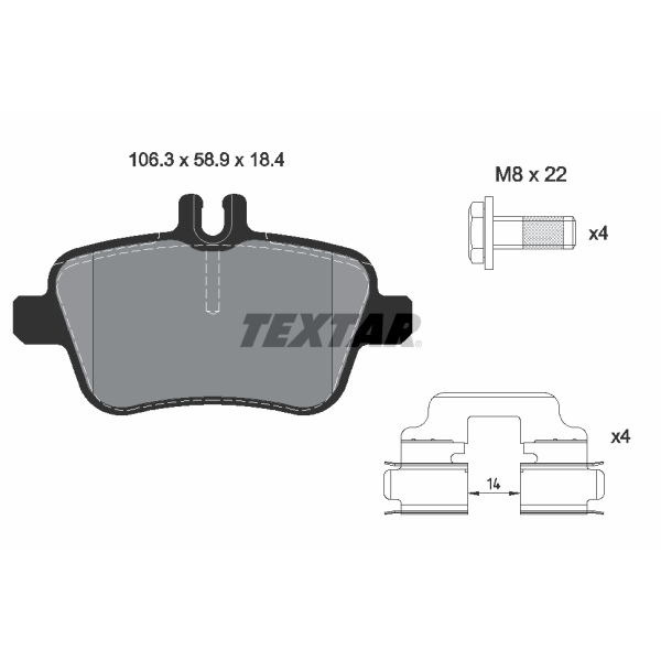 Textar Bremsscheiben + Beläge hinten für MERCEDES A-Klasse W176 + B-Klasse