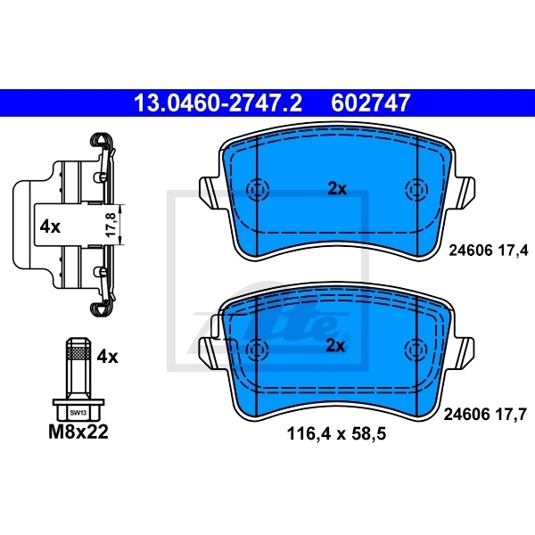 ATE Bremsenset vorne + hinten Bremsscheiben + Bremsbeläge für AUDI A4 Avant