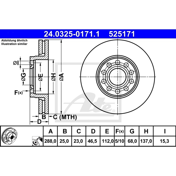 ATE BREMSEN SET 2 BREMSSCHEIBEN POWER DISC 4 BREMSBELÄGE VORNE VW PASSAT 3B6 