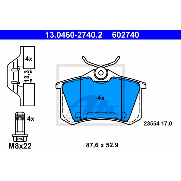 ATE Bremsscheiben+Beläge vorne+hinten für VW Polo 6R für AUDI A1 8X Rapid Fabia
