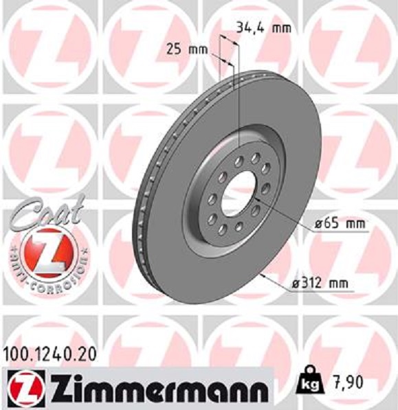 Zimmermann Bremse Bremsen Bremsscheiben Beläge Vorne für Vw 312 Mm Scheiben