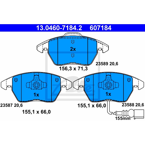 ATE Bremsenset vorne + hinten Bremsscheiben + Bremsbeläge für VW Golf Vii