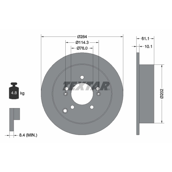 Textar Bremsscheiben + Beläge hinten für KIA Sportage Je Nur 4X4 / 4Wd / Allrad