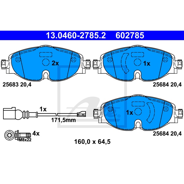 ATE Bremsenset vorne hinten Power Disc Bremsscheiben Bremsbeläge für VW Golf Vii
