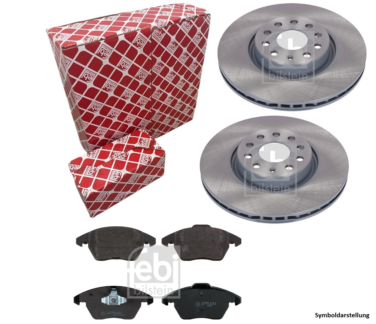 FEBI BREMSSCHEIBE 256mm +BELÄGE VORNE für SKODA FABIA RAPID SEAT CORDOBA IBIZA
