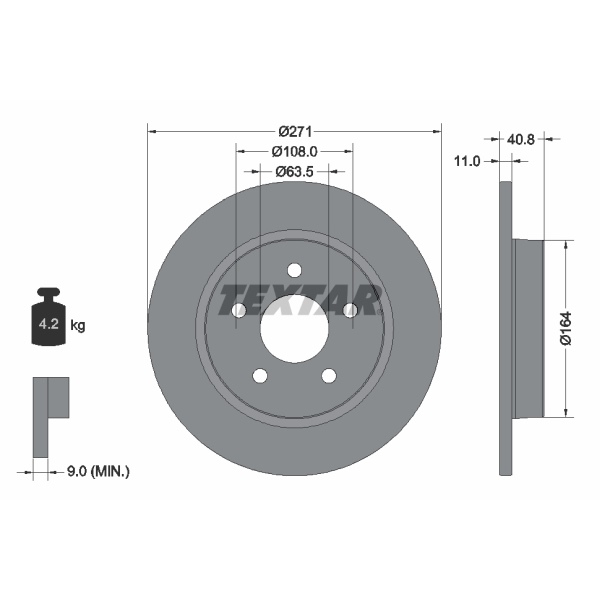 Textar Bremsenset hinten Bremsscheiben Bremsbeläge für FORD Focus