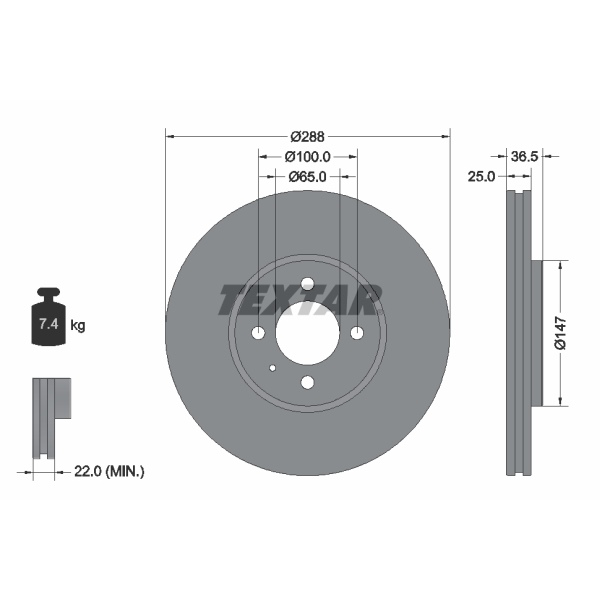 Textar Bremsscheiben Ø 288Mm Beläge Für Vw Up 1.0 Gti 115 Ps vorne