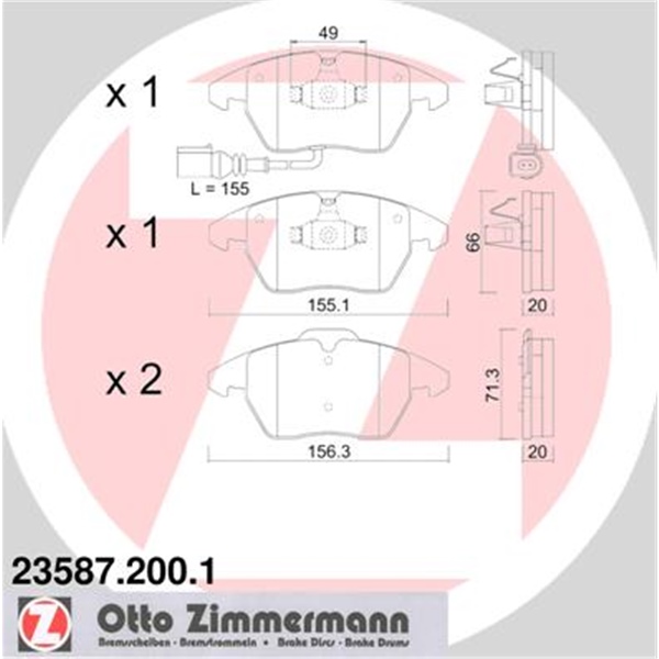 Original Zimmermann Bremsen Set 2 Bremsscheiben + 4 Bremsbeläge vorne Vw Beetle