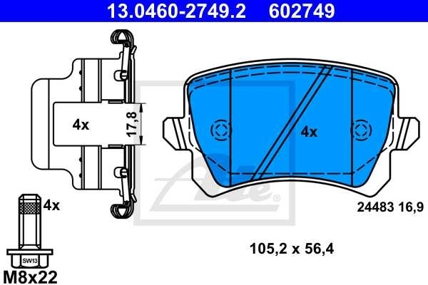 ATE Bremsscheiben + Beläge vorne + hinten für VW Passat Cc + Alltrack