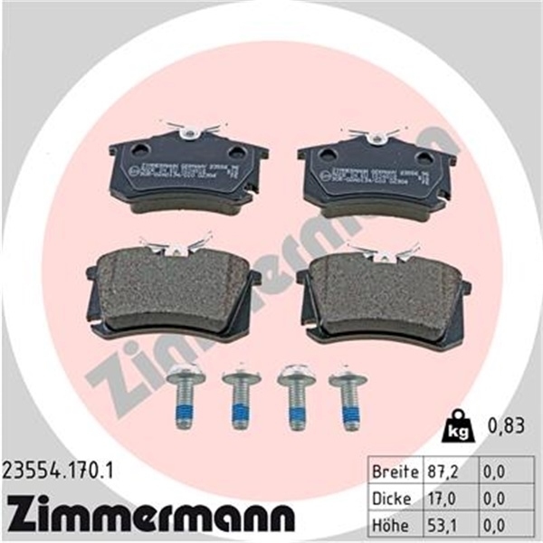 Zimmermann Bremsscheiben Bremsen Bremsbeläge Audi A3 8l1 1.8 T Hinten