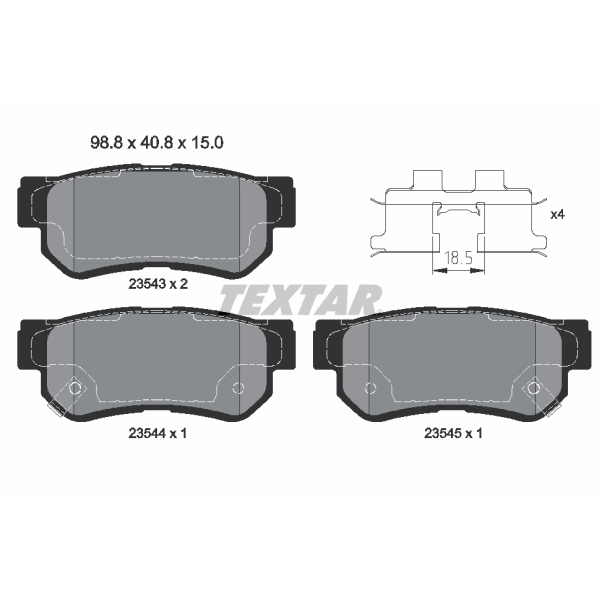 Textar Bremsscheiben + Beläge hinten für KIA Sportage Je Nur 4X4 / 4Wd / Allrad
